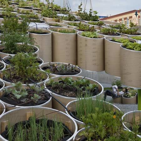 Dezeen’s top ten: cardboard projects | Dezeen Garden Nails, Urban Garden Design, Architecture Company, Urban Farm, Landscape Elements, Farm Design, Landscape Plans, Formal Gardens, Rooftop Garden