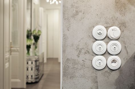 Berker Serie 1930 in white porcelain. Project SQUAT in Paris Street Prague. Feel home. Enjoy. Shop at www.monobrand.cz Light Switches And Sockets, Smart System, Dim Lighting, Paris Street, Indoor Furniture, Ceramic Plates, Vintage Porcelain, White Porcelain, Light Switch