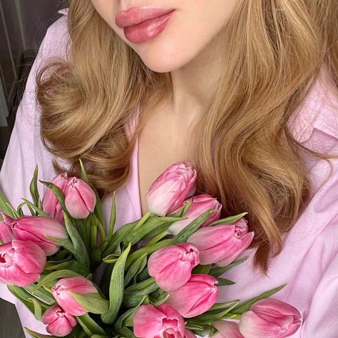 Pink Tulips, Tulips, A Woman, Pink