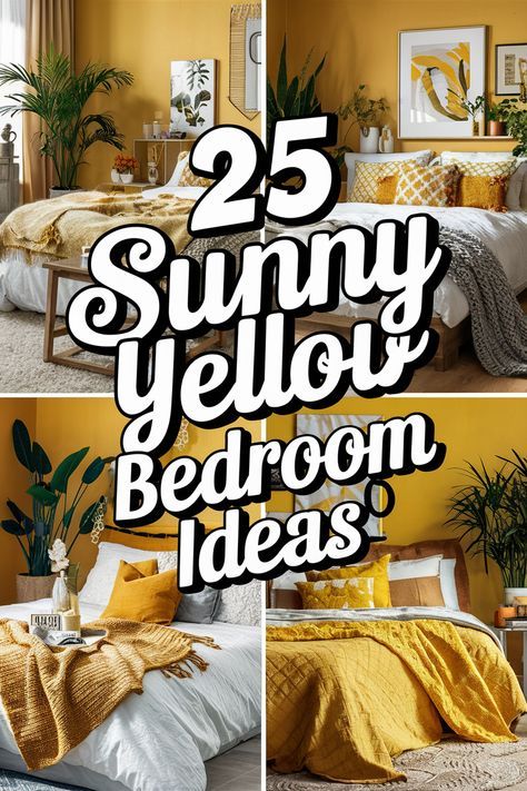 Cozy Yellow Home Bedroom Ideas for Relaxation 2 Yellow Paint Bedroom, Yellow And Gray Bedroom Ideas, Yellow Wall Bedroom, Yellow Bedroom Decor Ideas, Yellow Bedroom Paint, Sunshine Bedroom, Yellow Girls Bedroom, Yellow Bedrooms, Home Bedroom Ideas