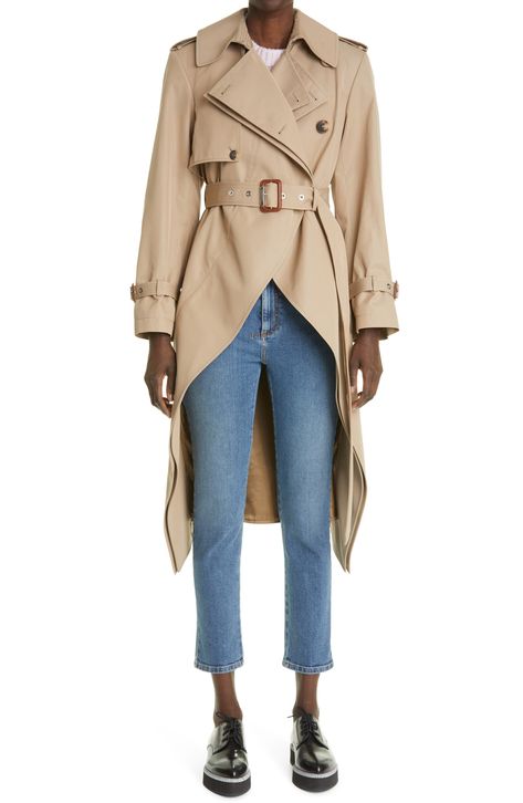 Alexander McQueen High/Low Frock Trench Coat available at #Nordstrom High Low Frock, Sarah Burton, Coat Style, Coat Outfits, Coat Design, Winter Fashion Outfits, New Wardrobe, Upcycle Clothes, Cashmere Sweater