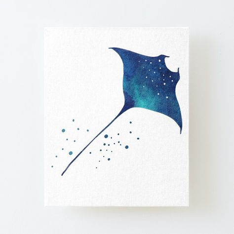 Get my art printed on awesome products. Support me at Redbubble #RBandME: https://www.redbubble.com/i/canvas-print/Dotted-Stingray-by-urbanlegendsl/143332723.56DNM?asc=u Manta Ray Watercolor Paintings, Mantaray Painting, Manta Ray Watercolor, Stingray Painting, Manta Ray Art, Pun Card, Painted Shells, Small Drawings, Manta Ray