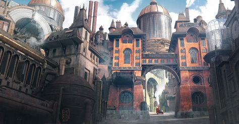 ArtStation - Steampunk, DOFRESH . Steampunk City, Steampunk Artwork, Group Art, Steampunk Art, Cover Artwork, Dieselpunk, Environmental Art, Art Plastique, Fantasy World