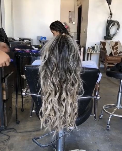 Black Hair To Blonde Balayage, Blonde Extensions In Black Hair, Brown To Platinum Balayage, Blonde Balayage With Extensions, Platinum Blonde Highlights On Dark Hair, Blonde Balayage On Black Hair, Smokey Ash Blonde, 20 Inch Hair Extensions, Balayage Hair Extensions