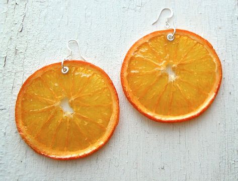 Personality Gifts, Vegan Jewelry, Orange Slice, Dried Oranges, Fruit Jewelry, Real Fruit, Fruit Earrings, Orange Earrings, Orange Fruit