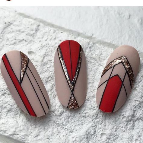 Unghie Sfumate, Art Deco Nails, Geometric Nail Art, Nail Drawing, Geometric Nail, Nail Design Inspiration, Nail Art Designs Videos, Pretty Nail Art, Skincare Routines