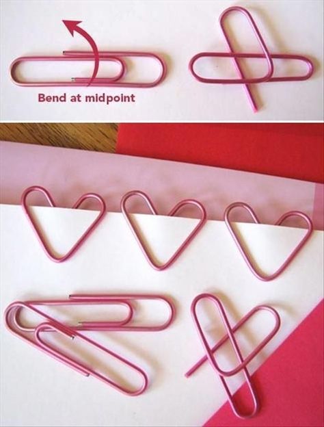 Hoe To Make Heart Paperclip Bookmarks diy craft crafts easy crafts diy crafts how to tutorials life hacks life hack Snöflingor I Papper, Escuela Diy, Kraftangan Prasekolah, Lakaran Fesyen, Paperclip Bookmarks, Kartu Valentine, Diy Back To School, Seni Dan Kraf, Kraf Diy