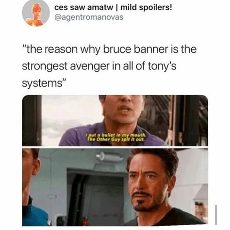 #brucebanner #hulk #tonystark #ironman #marvel #avengers #theavengers Bruce Banner And Tony Stark, Bruce Banner X Tony Stark, Tony X Bruce, Tony And Bruce, Tony Stark And Bruce Banner, Time With Yourself, Disney Moments, Science Bros, Funny Disney