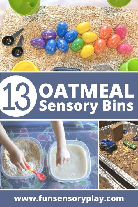 Sensory bin with oats Oats Sensory Bin, Oat Sensory Bin, Oats Sensory Play, Farm Sensory Bin, Edible Sand, Sensory Bin Ideas, Circle Ideas, Sensory Activities For Preschoolers, Sensory Play Toddlers