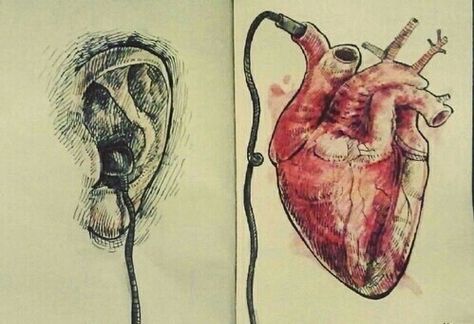 music, heart, and art image Reality Art, The Human Heart, Escape From Reality, Escape Reality, Heart Images, Human Heart, Art Sketches, Beautiful Photo, Watercolor Tattoo