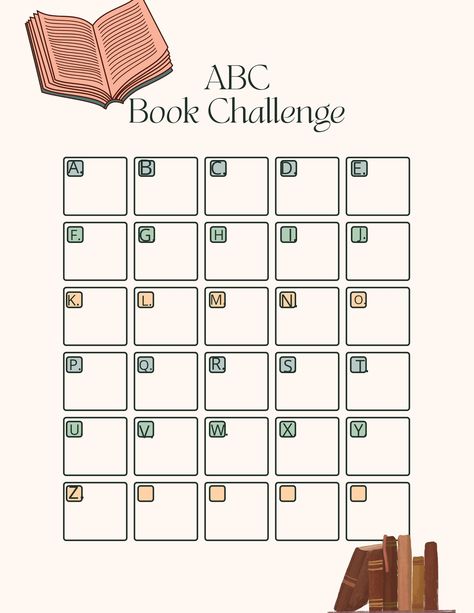 This is the new craze in the book world... The ABC Reading Challenge! This Challenge is that you find books that are the first letter of the alphabet and read that book until you get to the letter z. This is a very popular challenge going on right now on many social media platforms. Have fun and enjoy. 8.5x11 pdf Abc Book Challenge, Book Challenge 2024, Abc Reading Challenge, Reader Journal, Book Chart, Reading Gif, Abc Challenge, Abc Reading, Reading Journal Printable