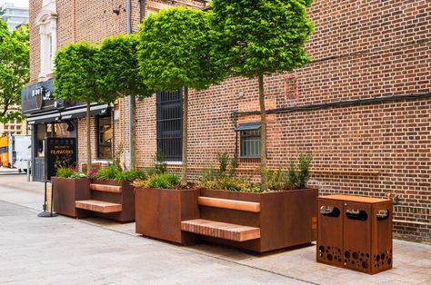 Seating Outdoor, Seating Benches, Planter Bench, Corten Steel Planters, Tree Planters, Outdoor Benches, Landscape Products, Weathering Steel, Sea House