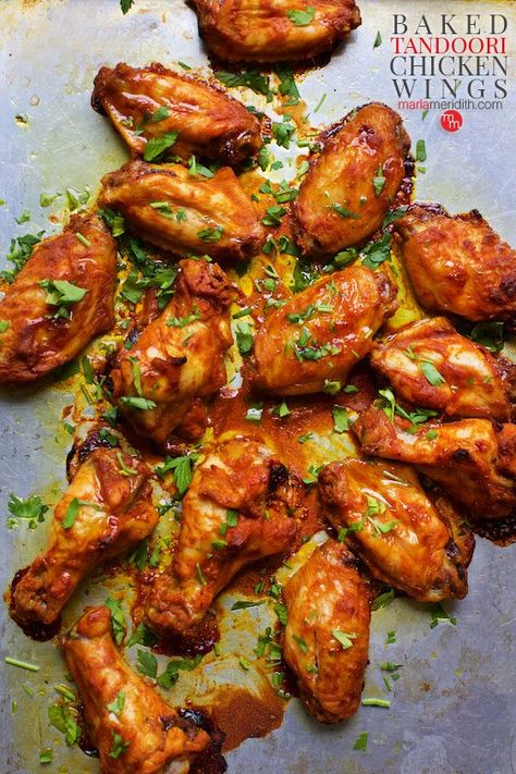 Recipes For A Crowd Dinner, Chicken Wings Ideas, Meat Recipes For A Crowd, Tandoori Chicken Wings Recipe, Chicken Varieties, Baked Tandoori Chicken, Tandoori Chicken Wings, Dinner Party Chicken, Polynesian Recipes