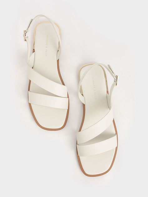 Charles And Keith Sandals, White Sandals Flat, Charles And Keith, Trending Flats, Smart Casual Women, Footwear Fashion, Jeans Outfit Women, Heels Classy, Slingback Flats