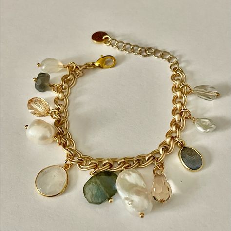 Nwt Chan Luu Charm Bracelet. New With Tag, Never Worn. Goldtone Chain With Pearl, Crystal And Gemstone Charms. Lobster Claw Closure And Extender Chain. With Card And Storage Bag.