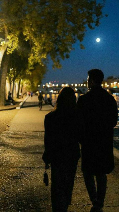 Late Night Walks Aesthetic Couple, Walk Couple Aesthetic, Night Walk Aesthetic Couple, Same Height Couples Aesthetic, Man Looking At Woman, First Date Aesthetic, Same Height Couples, Night Walking Aesthetic, Long Distance Lovers