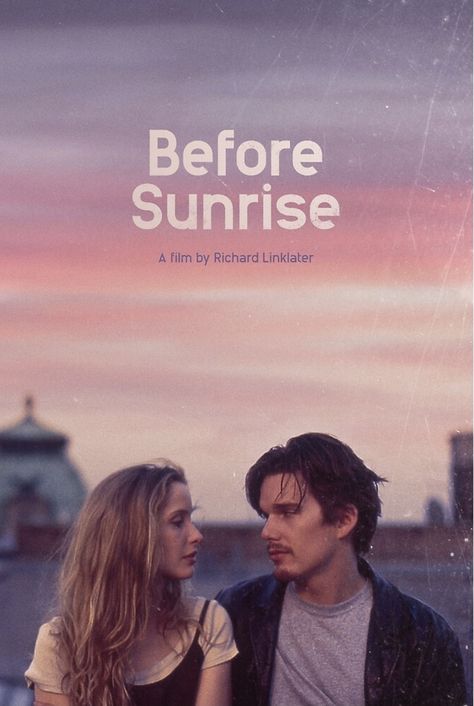 Before Sunrise Poster, Before Sunrise Movie, Romance Movie Poster, Before Trilogy, Septième Art, Film Poster Design, Dorm Posters, I Love Cinema, Movie Poster Wall