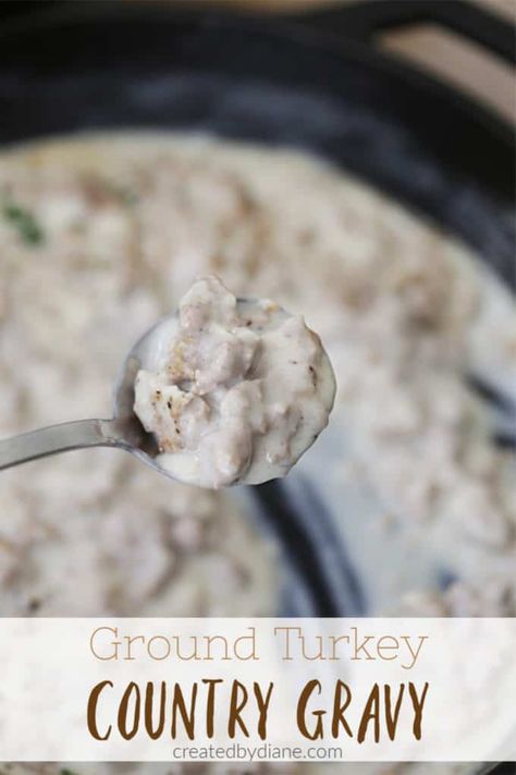 Ground Turkey Country Gravy recipe createdbydiane.com Breakfast With Biscuits, Country Gravy Recipe, Homemade Gravy For Biscuits, Best Biscuits And Gravy, Ground Turkey Sausage, Alpha Gal, Turkey Gravy Recipe, Country Gravy, Turkey Breakfast