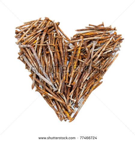 stock photo : Heart of rusty nails on a white background Rusty Nail Art, Steampunk Mixed Media Art, Rusty Nails, Heart In Nature, Rusty Nail, Vintage Nails, Farm Crafts, Metal Yard Art, Keys Art