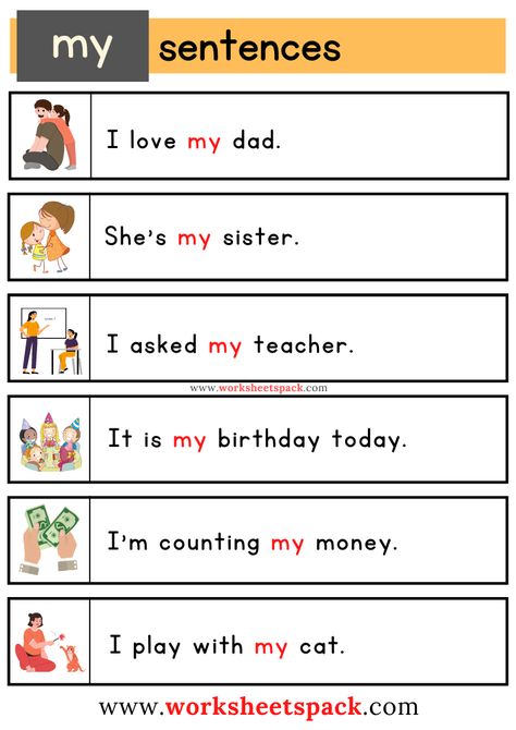 Sight Word Sentences Worksheets with My Simple Sentences For Kindergarten, My Sight Word, Reading Activities For Kids, Sentence Making, Reading Sentences, Sentences Worksheet, Simple English Sentences, First Grade Reading Comprehension, Cvc Words Kindergarten