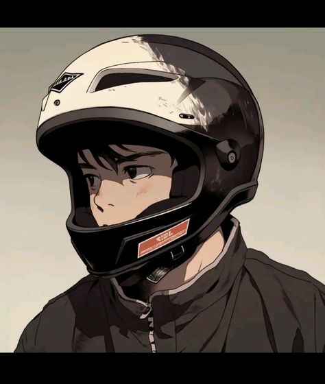 Anime Character Profile, Anime Helmet, Helm Full Face, Anime Motorcycle, Manga Boy, Motorcycle Helmet, Anime Couples Drawings, Boy Art, Full Face