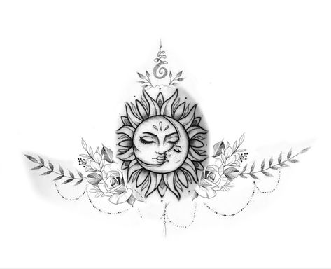 Tattoos Collar Bone, Chest Tattoo Designs Female, Moon Star Tattoo, Indian Feather Tattoos, Shield Tattoo, Underboob Tattoo Designs, Piece Tattoo, Tattoos To Cover Scars, Throat Tattoo