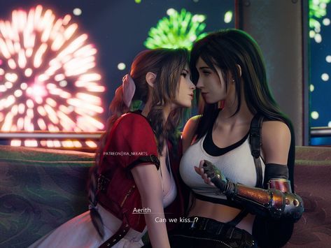 Aerith And Tifa, Tifa And Aerith, Final Fantasy Aerith, Final Fantasy Funny, Aerith Gainsborough, Final Fantasy Xii, Final Fantasy Collection, Final Fantasy Artwork, Final Fantasy Vii Remake