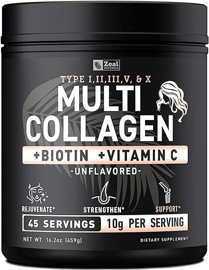 Amazon.com: Premium Multi Collagen Peptides Protein Powder (1, 2, 3, 5 & 10) with Vitamin C, Biotin, Hyaluronic Acid, for Hair Skin and Nails - Marine, Bovine, Chicken & Eggshell (Unflavored, 45 Servings) : Health & Household Grass Fed Gelatin, Chelated Magnesium, Collagen Hydrolysate, Stronger Nails, Vital Proteins, Collagen Supplements, Collagen Powder, Collagen Protein, Hair Skin And Nails