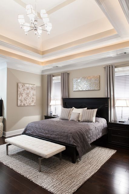 17 Elegant Traditional Bedroom Designs That Youll Want To Sleep In Silver Bedroom, Transitional Bedroom, Dark Furniture, Dekorasi Kamar Tidur, Trendy Living Rooms, Bedroom Black, Bedroom Color Schemes, Bedroom Paint Colors, Trendy Bedroom