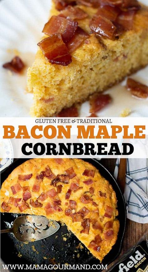 Maple Cornbread, Bacon Cornbread, Southern Style Cornbread, Easy Cornbread Recipe, Homemade Gluten Free Bread, Moist Cornbread, Cornbread Easy, Cornbread Muffins, Gluten Free Recipes Bread