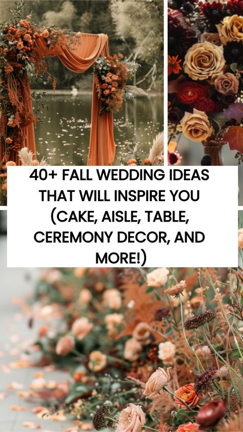 Planning a wedding is exciting but can also be a bit overwhelming. But if you’re considering a fall wedding, you’re in for a treat. There are many ways you can go about a fall wedding. Check out these 40+ Fall Wedding Ideas That Will Inspire You. Unique Fall Wedding Decor, Bride And Groom Wedding Table Ideas, Easy Fall Wedding Decor, Wedding Decorations For Fall, Fall Wedding At Home, Fall Wedding Altar Decor, Round Table Fall Wedding Centerpieces, October Wedding Reception Ideas, Simple Autumn Wedding