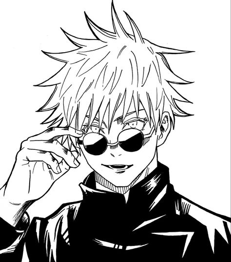 White Drawing, Black And White Drawing, Gojo Satoru, Jujutsu Kaisen, Anime Character, Jujutsu, Wattpad, Sunglasses, Black And White