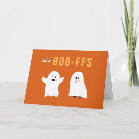 We're BOO-FFS  Cute Ghost BFF Halloween Card  Zazzle Happy Ghost, Classroom Halloween, Homemade Birthday Cards, Halloween Family, Homemade Halloween, Kids Classroom, Halloween Card, Halloween Invitations, Custom Greeting Cards