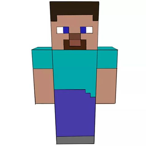 In this step-by-step tutorial, you will learn how to draw Steve from Minecraft. This guide consists of just a few easy and useful steps. How To Draw Steve, Steve From Minecraft, Minecraft Blocks, Minecraft Steve, Minecraft Characters, Beige Paint, Color Your Hair, Turquoise And Purple, Easy Drawing