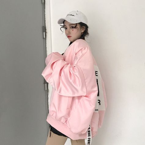 Spring Loose large size female windbreaker Jacket Harajuku Bomber Jacket Student BF Coat Oversize Jacket Basic Coats sold by sweet heart on Storenvy Pink Windbreaker, Oversize Jacket, Pink Grunge, Sweet Heart, Oversized Jacket, Heart On, Windbreaker Jacket, Large Size, Harajuku