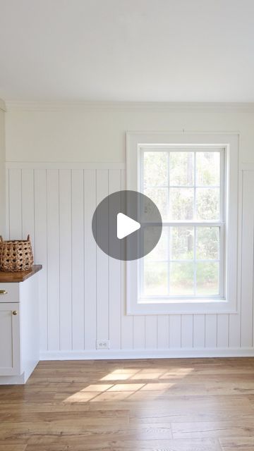 Angela | DIY + Design on Instagram: "Progress on our dining room makeover by adding DIY vertical shiplap to help create a cozy, cottage look! The next big step is to pick a wallpaper to go above the shiplap!

✨ Comment DIY for my step by step tutorial on how to install a vertical shiplap half wall!

#shiplap #verticalshiplap #shiplapwalls #walltreatment #accentwall" Shiplap With Wallpaper Above, Vertical Ship Lapped Walls, Partial Shiplap Wall, Half Wall Shiplap, Vertical Shiplap Backsplash, Cream Shiplap, White Shiplap Accent Wall, Vertical Shiplap Half Wall, Shiplap Tile