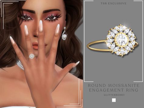 Royal Rings, Play Sims 4, Dainty Wedding Ring, Round Moissanite Engagement Ring, Sims 4 Game Mods, Sims Four, Los Sims, Sims Hair, Feminine Art