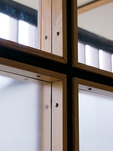 Window detail. Mount Angel Library. Wood And Metal Door, Steel Door Detail, Library Window, Porte In Ferro, Steel Frame Doors, Steel Doors And Windows, Window Detail, Joinery Details, Glass Office