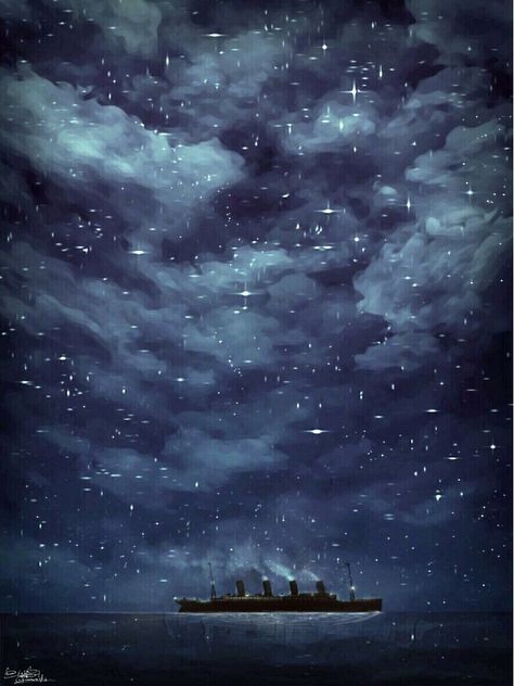 "TITANIC" Poster by EliottChacoco | Redbubble Titanic Illustration Art, Titanic Phone Wallpaper, Titanic Painting, Titanic Wallpaper, Titanic Aesthetic, Titanic Poster, Titanic Art, Celestial Chart, Titanic Ship