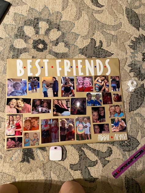 Picture Best Friend Gifts, Gift For Bestfriend's Wedding, Home Made Best Friend Gifts, Best Friend Poster Board, Scrapbook Ideas For Bestie Birthday, Poklon Za Bff, Best Friend Birthday Gift Ideas Pictures, Bsf Birthday Present, Poster For Best Friend