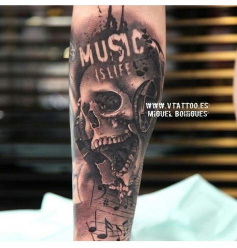 Music Tattoo Sleeves For Men, Tattoo Ideas Floral, Floral Half Sleeve Tattoo, Mens Sleeve Tattoo Ideas, Mens Sleeve Tattoo, Dj Tattoo, Tattoo Half Sleeve, Inner Elbow Tattoos, Drum Tattoo