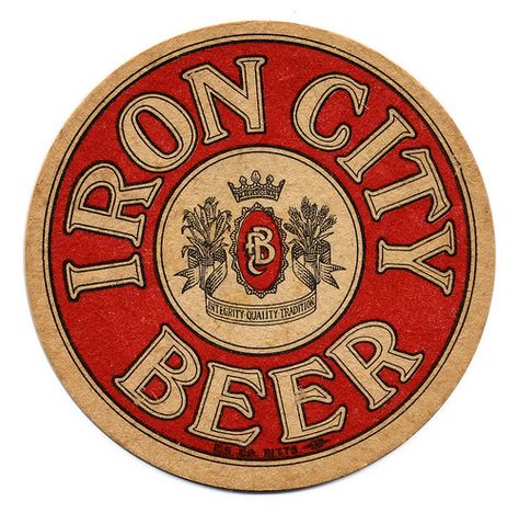 Beer Coaster Art, Beer Artwork, Iron City Beer, Beer Merchandise, Beer Ad, American Beer, Bottle Label Design, Free Vintage Printables, Beer Mats