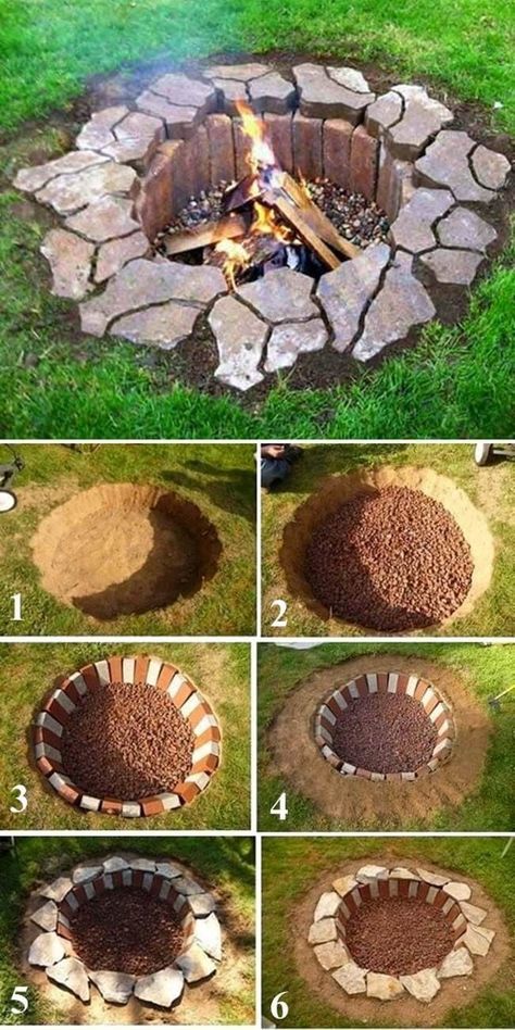 Sunken Fire Pit, Pallet Fire Pit, Outdoor Fire Pit Ideas, Natural Fire Pit, In Ground Fire Pit, Cinder Block Fire Pit, Nursery Layout, Sunken Fire Pits, How To Build A Fire Pit