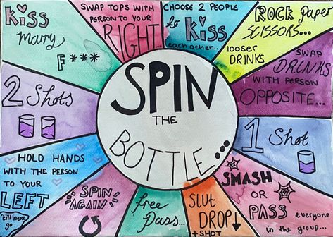 Drunk Games To Play With Friends, Spin The Bottle Drinking Game, Drunk Party Games, College Drinking Games, Fun Sleepover Activities, Drunk Games, Backyard Movie Party, Drunk Party, Funny Party Games