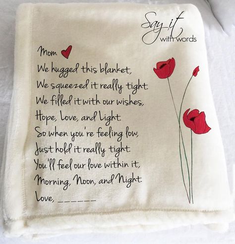 We hugged this blanket tight gift for Mom Grandma | Etsy Words For Sympathy Card, Homemade Blankets, In Loving Memory Quotes, Custom Throw Blankets, Personalized Throw Blanket, Hug Quotes, Baby Blanket Size, Love You Mom, Soft Throw Blanket