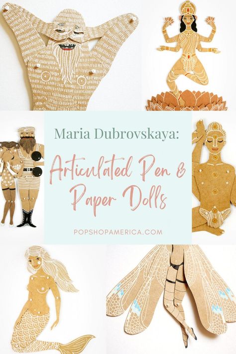 Maria Dubrovskaya: Articulated Pen & Paper Dolls – Pop Shop America Diy Bucket, Pen And Paper, How To Make Paper, Paper Dolls, Puppets, Stuff To Do, Character Inspiration, Art Inspo, Art For Kids