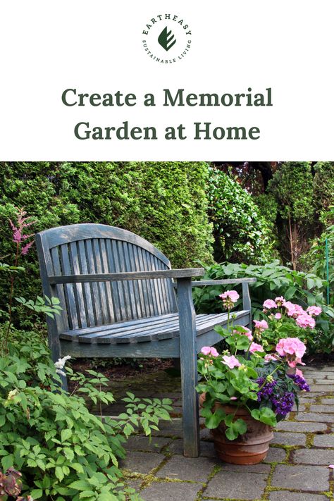 Memorial gardens are a beautiful way to remember and honor a loved one. Learn how to plan a memorial garden for a person or pet in this guide. Memorial Gardens Backyard, Home Memorial Garden Ideas, Memorial Spot In Yard, Pet Memorial Garden Ideas, Outdoor Memorial Ideas For Loved Ones, Garden Memorials For Loved Ones, Tree Planting Memorial Ceremony, Small Memorial Garden Ideas, Memorial Garden With Bench