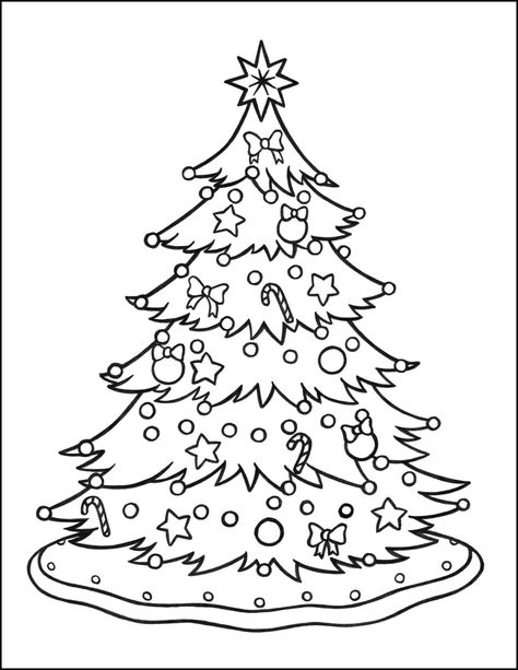 Christmas Tree Coloring Page - Christmas Coloring Pages Crismas Tree, Christmas Tree Coloring, Tree Coloring, Book Christmas Tree, Free Christmas Coloring Pages, Christmas Tree Drawing, Christmas Tree Coloring Page, Christmas Tree With Presents, Christmas Coloring Sheets