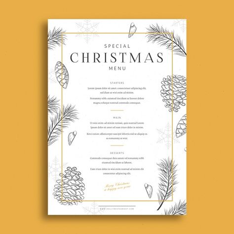 Christmas Menu Design, Christmas Brunch Menu, Recipe Graphic, Christmas Menu Template, Christmas Illustration Design, Free Printable Menu, New Year Menu, Christian Christmas Cards, Hand Drawn Christmas