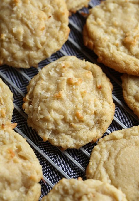 Coconut Macaroon Cookies Recipes, Coconut Cookie Recipe, Macaroon Cookies Recipe, Coconut Macaroon Cookies, Chewy Sugar Cookie Recipe, Coconut Cookie, Buttery Sugar Cookies, Coconut Cookies Recipes, Coconut Macaroon